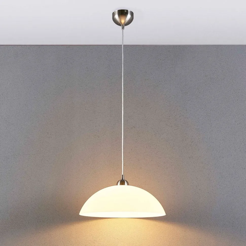Lindby Valeria hængelampe, hvid, glas, Ø 40 cm, E27