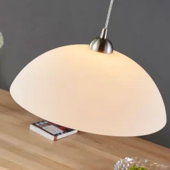 Lindby Valeria hængelampe, hvid, glas, Ø 40 cm, E27