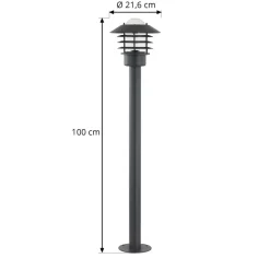 Lindby vejlampe Belmiro, jern, 100 cm høj, E27, sort