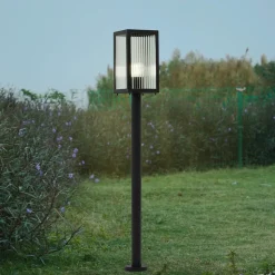 Lindby vejlampe Bolgar, sort, metal, glas, 15 cm