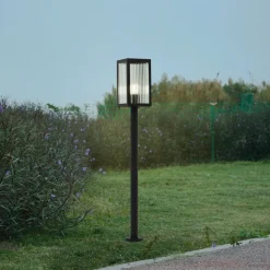Lindby vejlampe Bolgar, sort, metal, glas, 15 cm