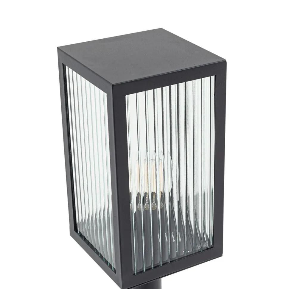 Lindby vejlampe Bolgar, sort, metal, glas, 15 cm