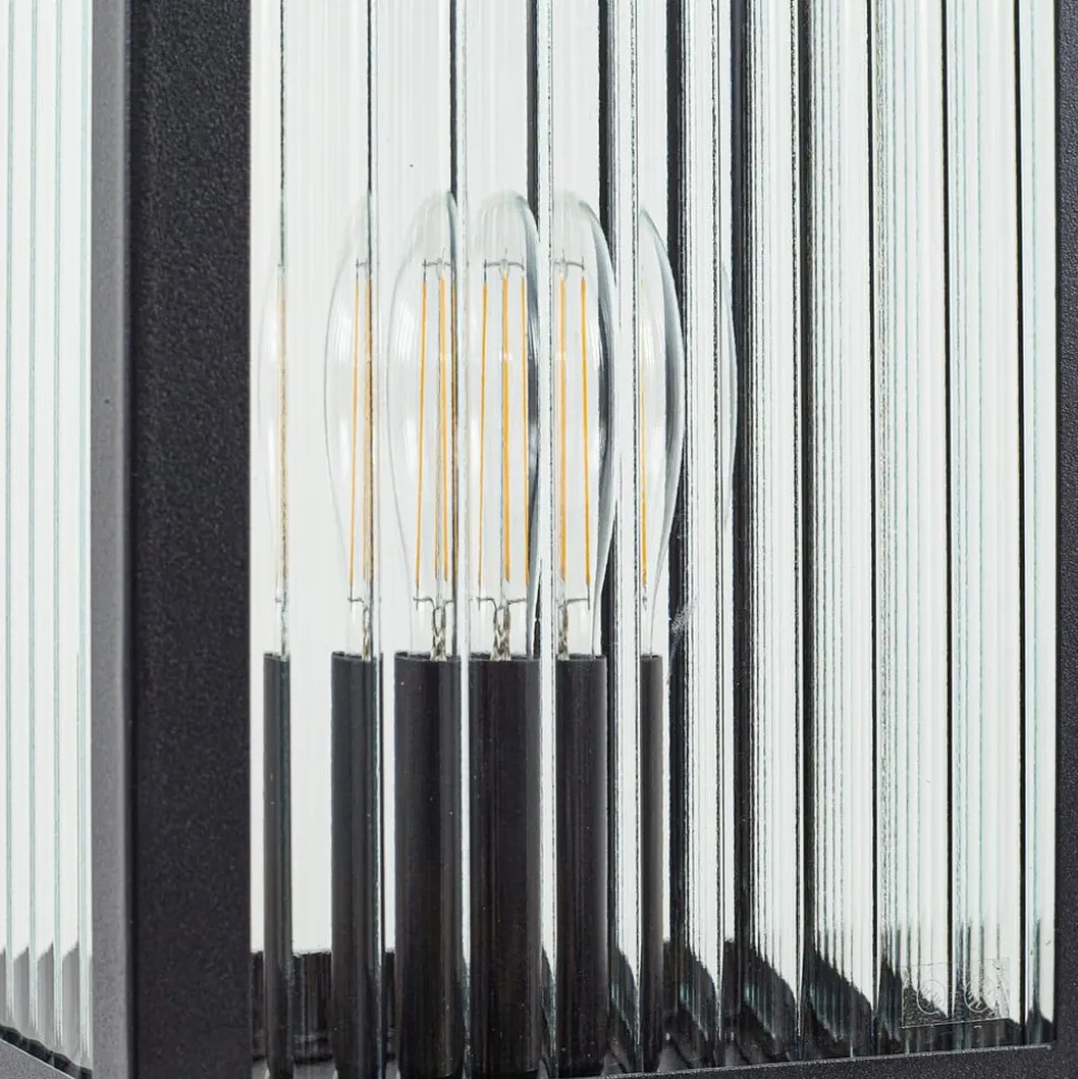 Lindby vejlampe Bolgar, sort, metal, glas, 15 cm