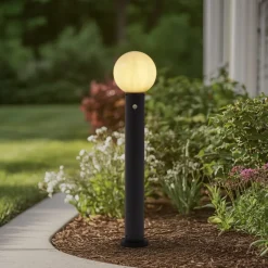 Lindby vejlampe Dangan, hvid, 90 cm, glas, sensor