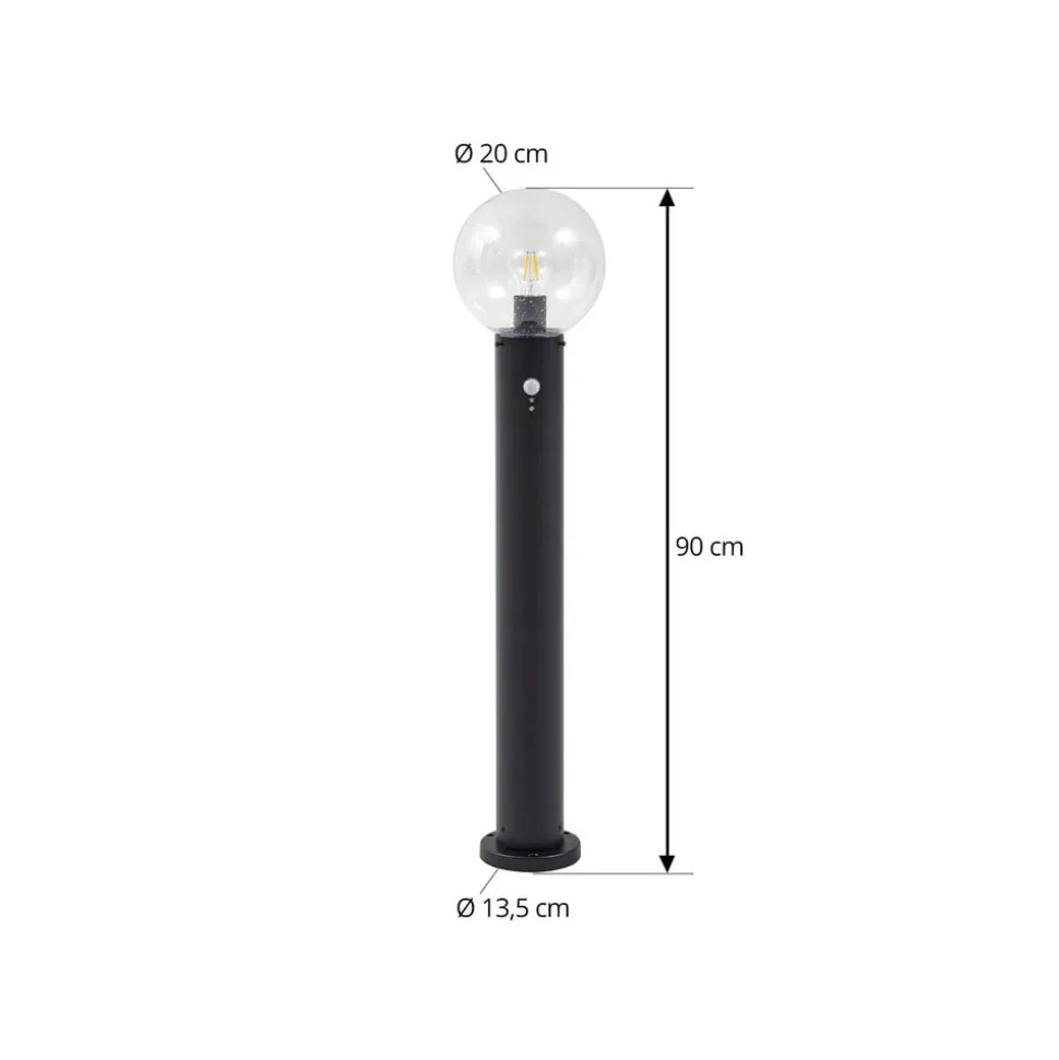 Lindby vejlampe Dangan, klar, 90 cm, glas, sensor