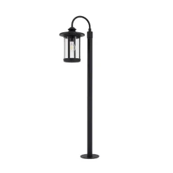 Lindby vejlampe Zayn, sort, glas, højde 109 cm, IP65