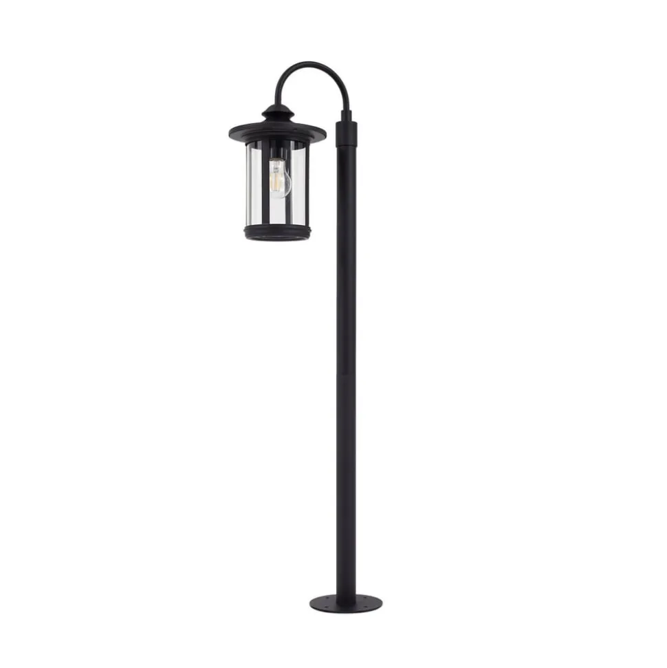 Lindby vejlampe Zayn, sort, glas, højde 109 cm, IP65