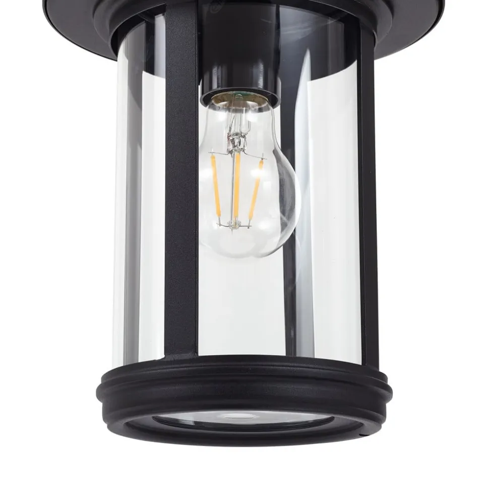Lindby vejlampe Zayn, sort, glas, højde 109 cm, IP65