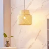 Lindby Venora hængelampe, Ø 40 cm, i ét plan, bambus, E27