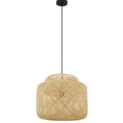 Lindby Venora hængelampe, Ø 40 cm, i ét plan, bambus, E27