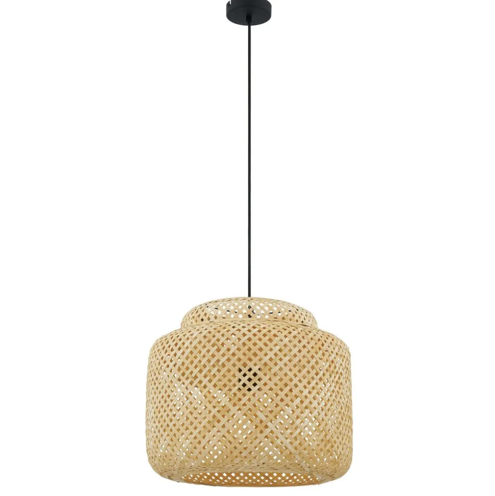 Lindby Venora hængelampe, Ø 40 cm, i ét plan, bambus, E27