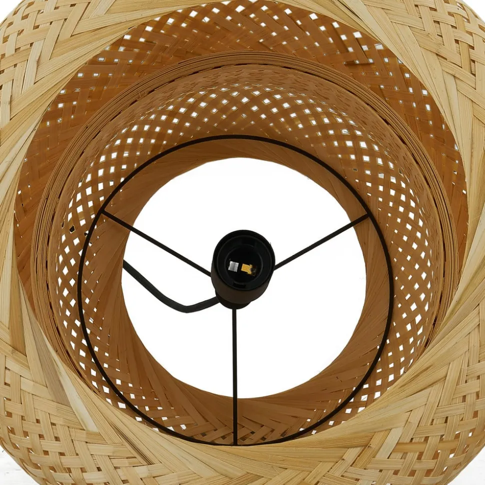 Lindby Venora hængelampe, Ø 40 cm, i ét plan, bambus, E27