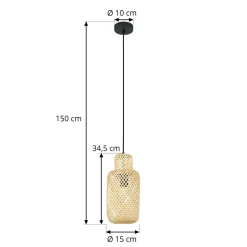 Lindby Venora hængelampe, Ø 15 cm, bambus, E27