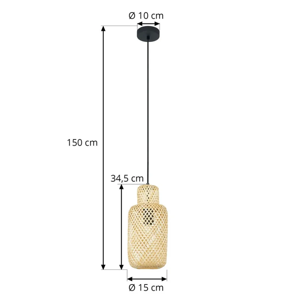 Lindby Venora hængelampe, Ø 15 cm, bambus, E27