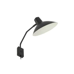 Lindby væglampe Adrik, sort, metal, med stikprop