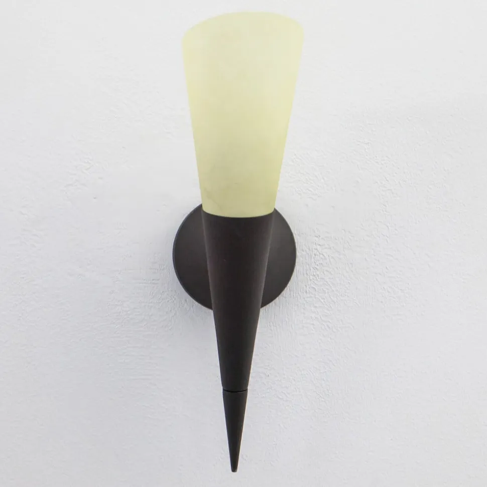 Lindby væglampe Alva, rustfarvet, glas, 34 cm høj, E14