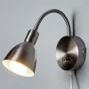 Lindby væglampe Amrei, nikkelfarvet, 42 cm, stik, dæmpbar
