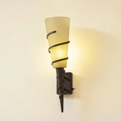 Lindby væglampe Anouk, højde 44 cm, glas, metal, lommelygte