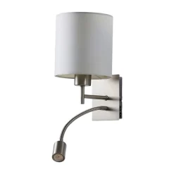 Lindby væglampe Camilo, nikkelfarvet, LED-læselampe, 28 cm