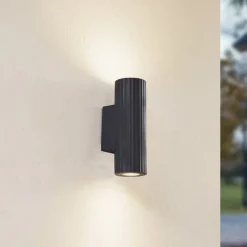 Lindby væglampe Christa, antracit, beton, 25 cm, krusning