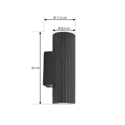 Lindby væglampe Christa, antracit, beton, 25 cm, krusning