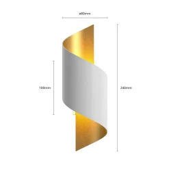 Lindby væglampe Desirio, hvid/guld, 24 cm, metal