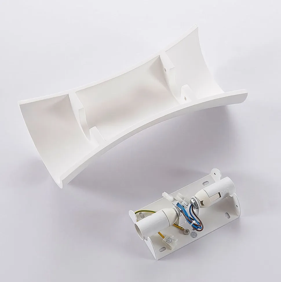 Lindby væglampe Edon, hvid, gips, konkav, 30 cm