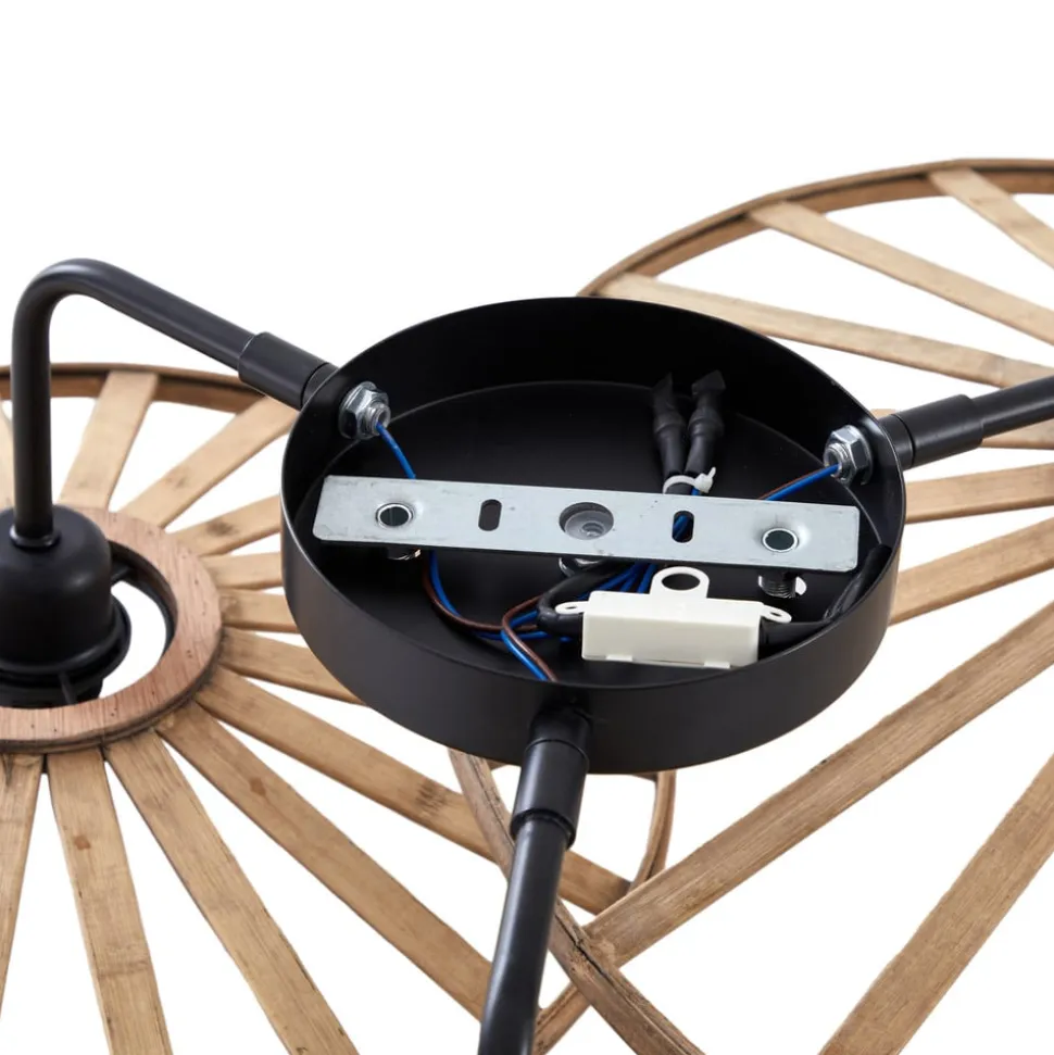 Lindby væglampe Evandor, naturfarve, bambus, 3-lys, E27