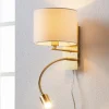 Lindby væglampe Florens, messing, LED-læselampe, 23,5 cm