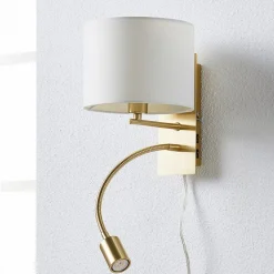 Lindby væglampe Florens, messing, LED-læselampe, 23,5 cm