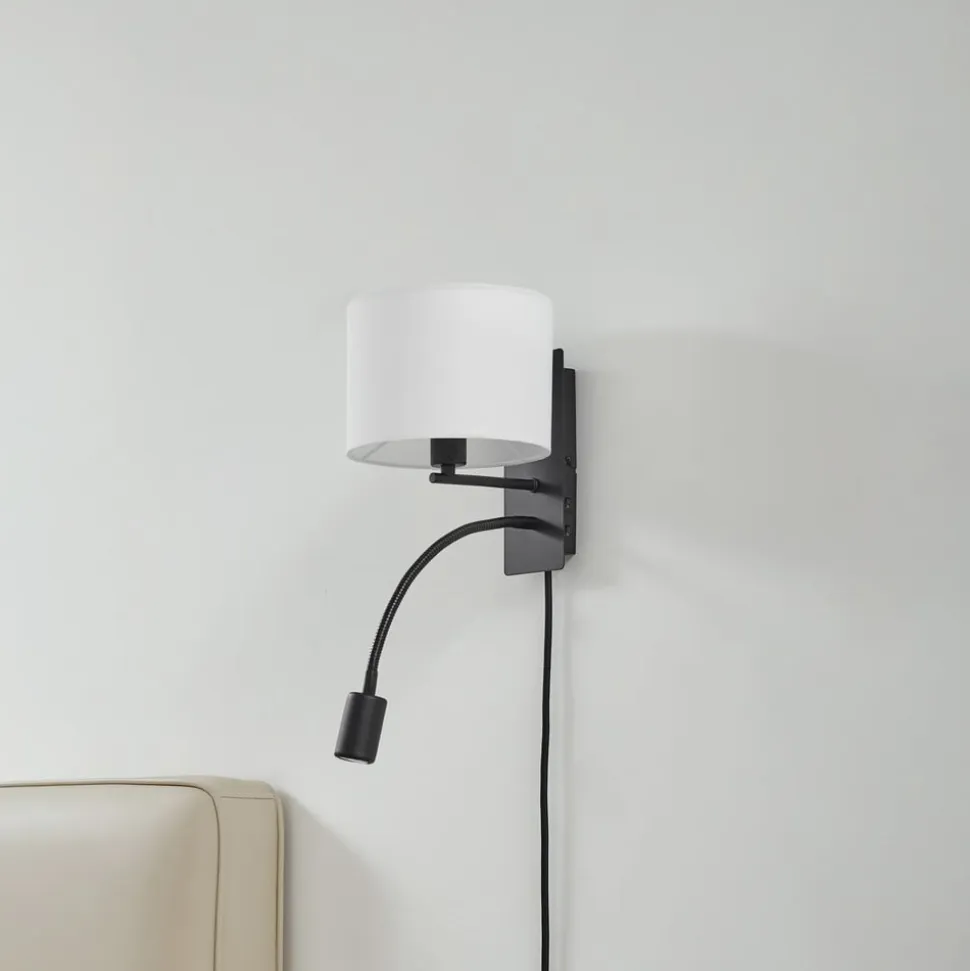 Lindby væglampe Florens, sort, LED-læselampe, 23,5 cm