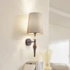 Lindby væglampe Haldorin, grå/sort, tekstil, 58 cm