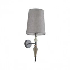 Lindby væglampe Haldorin, grå/sort, tekstil, 58 cm