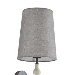 Lindby væglampe Haldorin, grå/sort, tekstil, 58 cm