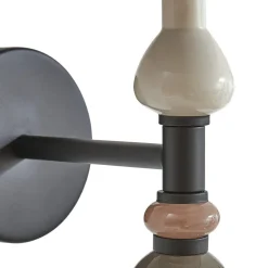 Lindby væglampe Haldorin, grå/sort, tekstil, 58 cm