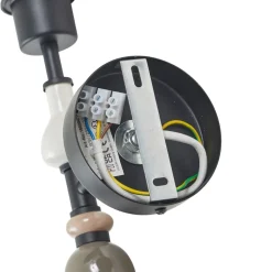 Lindby væglampe Haldorin, grå/sort, tekstil, 58 cm