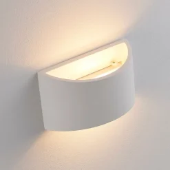 Lindby væglampe Heiko, op/ned, gips, hvid, højde 12 cm