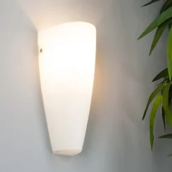 Lindby væglampe Hermine, hvid, glas, højde 30 cm, E27