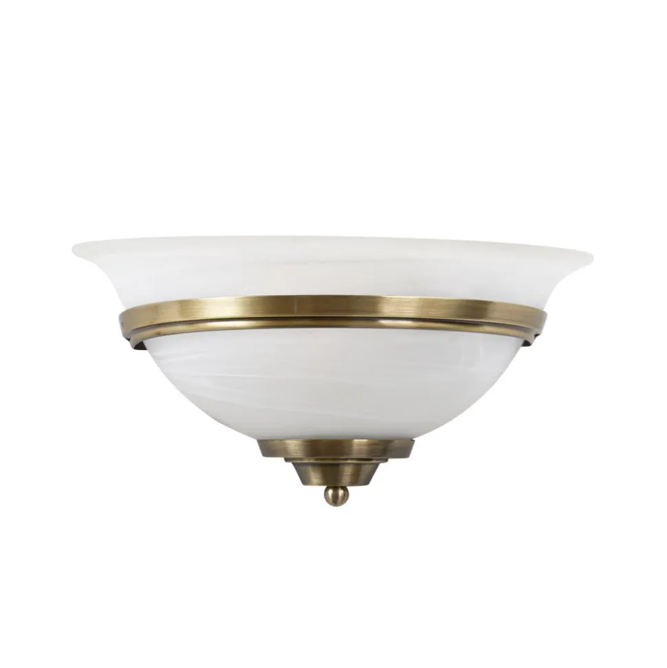 Lindby væglampe Irimia, 31 cm, antik messing, glas