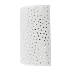 Lindby væglampe Jiru, højde 23 cm, hvid, halvcirkelformet, gips