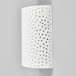 Lindby væglampe Jiru, højde 23 cm, hvid, halvcirkelformet, gips
