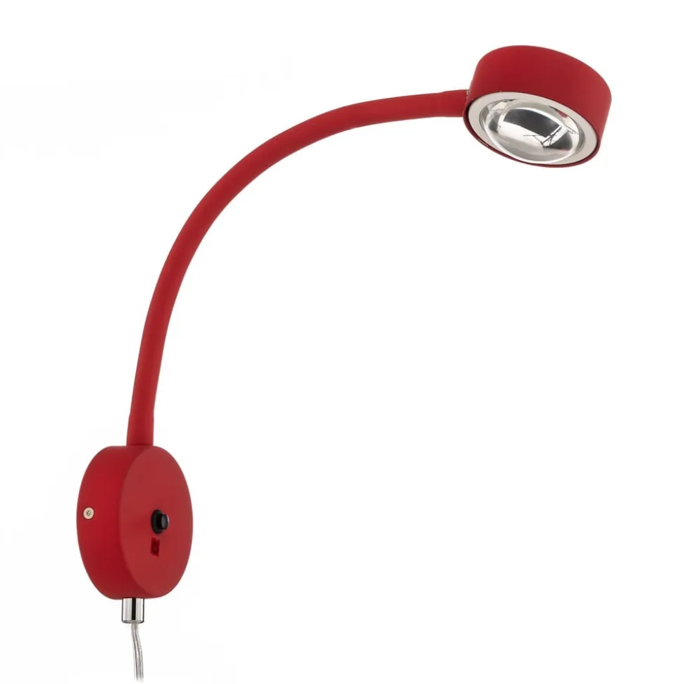 Lindby væglampe Jyla, rød/hvid, linse, 4200K, GX53, fleksibel arm