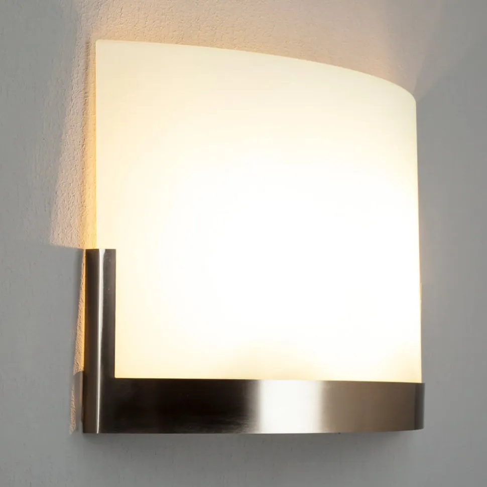 Lindby væglampe Karla, 35 cm, hvid/nikkel, glas, E27