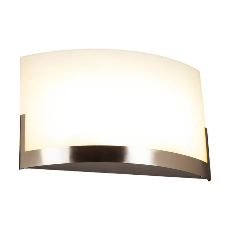 Lindby væglampe Karla, 35 cm, hvid/nikkel, glas, E27