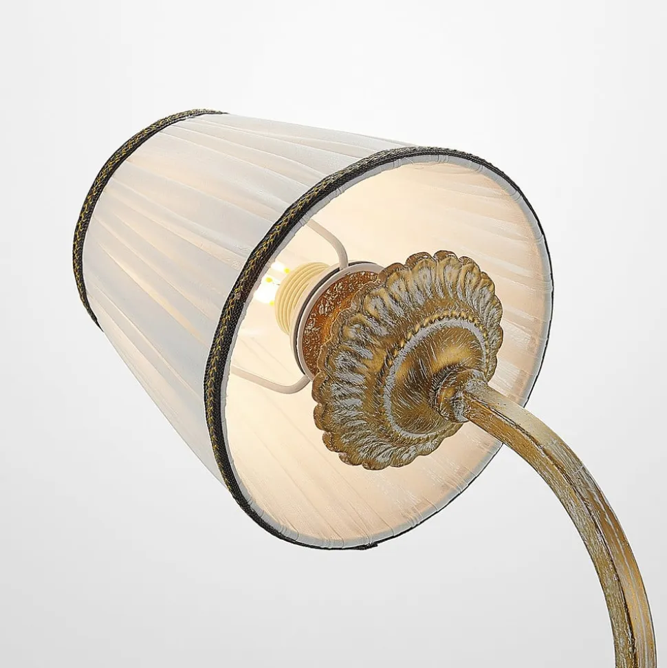 Lindby væglampe Lumiel, creme/messing, tekstil, 27 cm