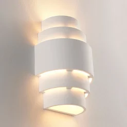 Lindby væglampe Marit, højde 30 cm, hvid, gips, E14