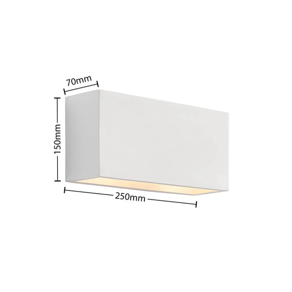Lindby væglampe Mavora, kantet, 25 cm, hvid, gips, G9