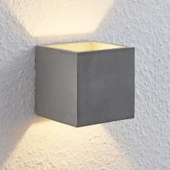 Lindby væglampe Nellie, grå, beton, 11,5 cm bred