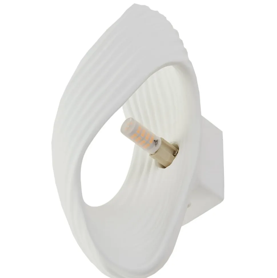 Lindby væglampe Ornela, hvid, gips, højde 29,5 cm