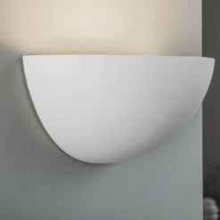 Lindby væglampe Pascali, højde 13 cm, hvid, gips